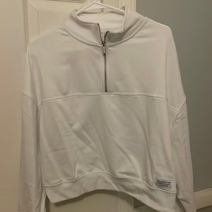 H & M white quarterzip